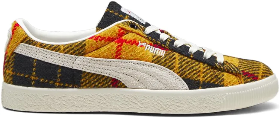 Кроссовки PUMA мужские замшевые VTG Harris Tweed с шнуровкой, повседневные - черные, желтые, черный — фото 4