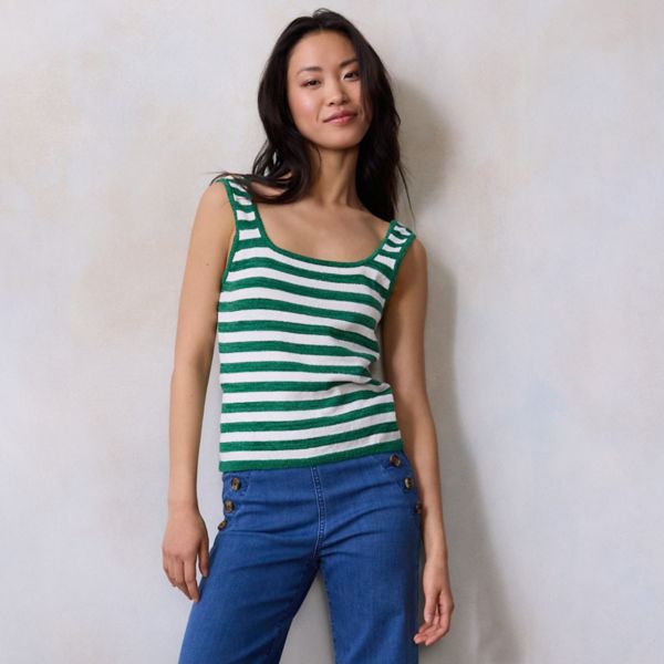 

Женский свитер без рукавов Lc Lauren Conrad, цвет green chandail stripe