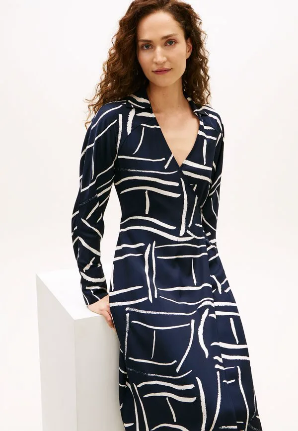 Свободное платье-рубашка миди с запахом Tommy Hilfiger, Flag Feathers/Navy