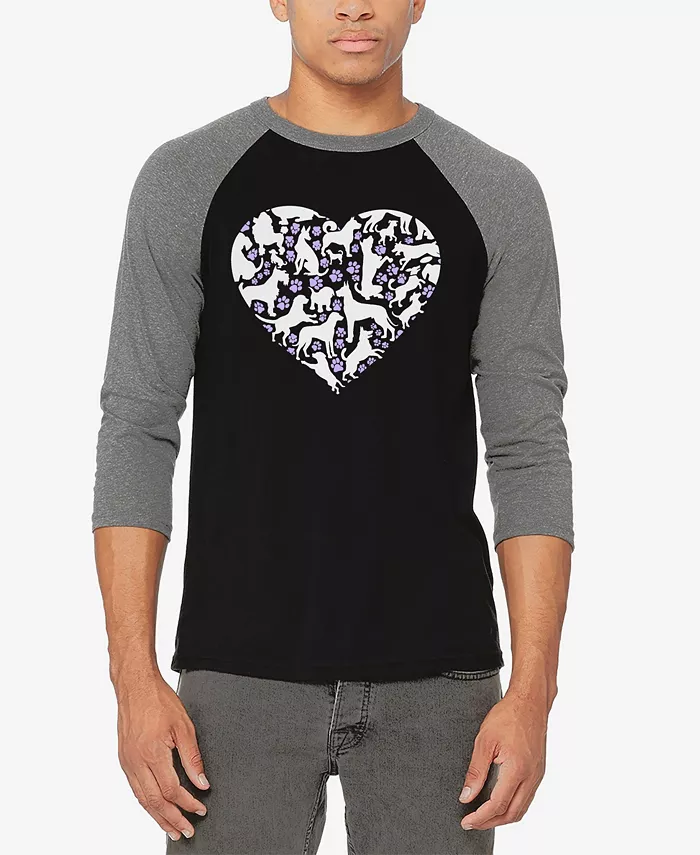 

Мужская футболка с принтом Dog Heart в стиле реглан и словесным дизайном La Pop Art, мультиколор