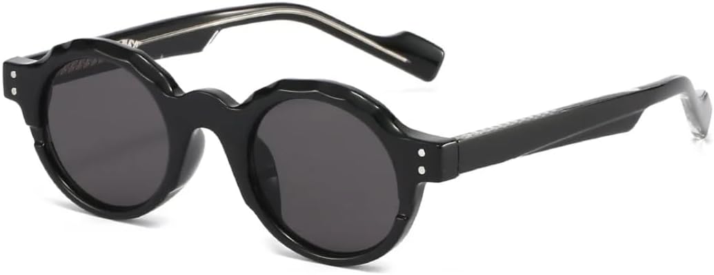 

Классические круглые солнцезащитные очки для женщин, унисекс и мужчин, с заклепками, подходят для повседневного использования, защита от УФ-излучения UV400, металлический сердечник UATXTAU, Black Gray