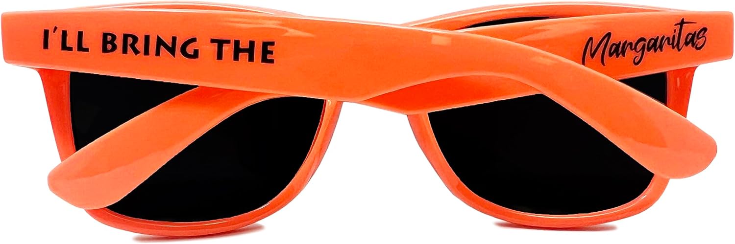 

Стильные поляризованные солнцезащитные очки Funky Junque в стиле ретро — защита от УФ-излучения, классические очки унисекс — для девичника, однотонные, в выгодных комплектах, I'll Bring the - Margaritas (Neon Orange)