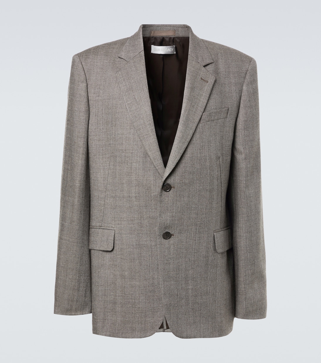 

Пиджак из натуральной шерсти с узором елочка для церемоний Our Legacy, Brown Natural Herringbone