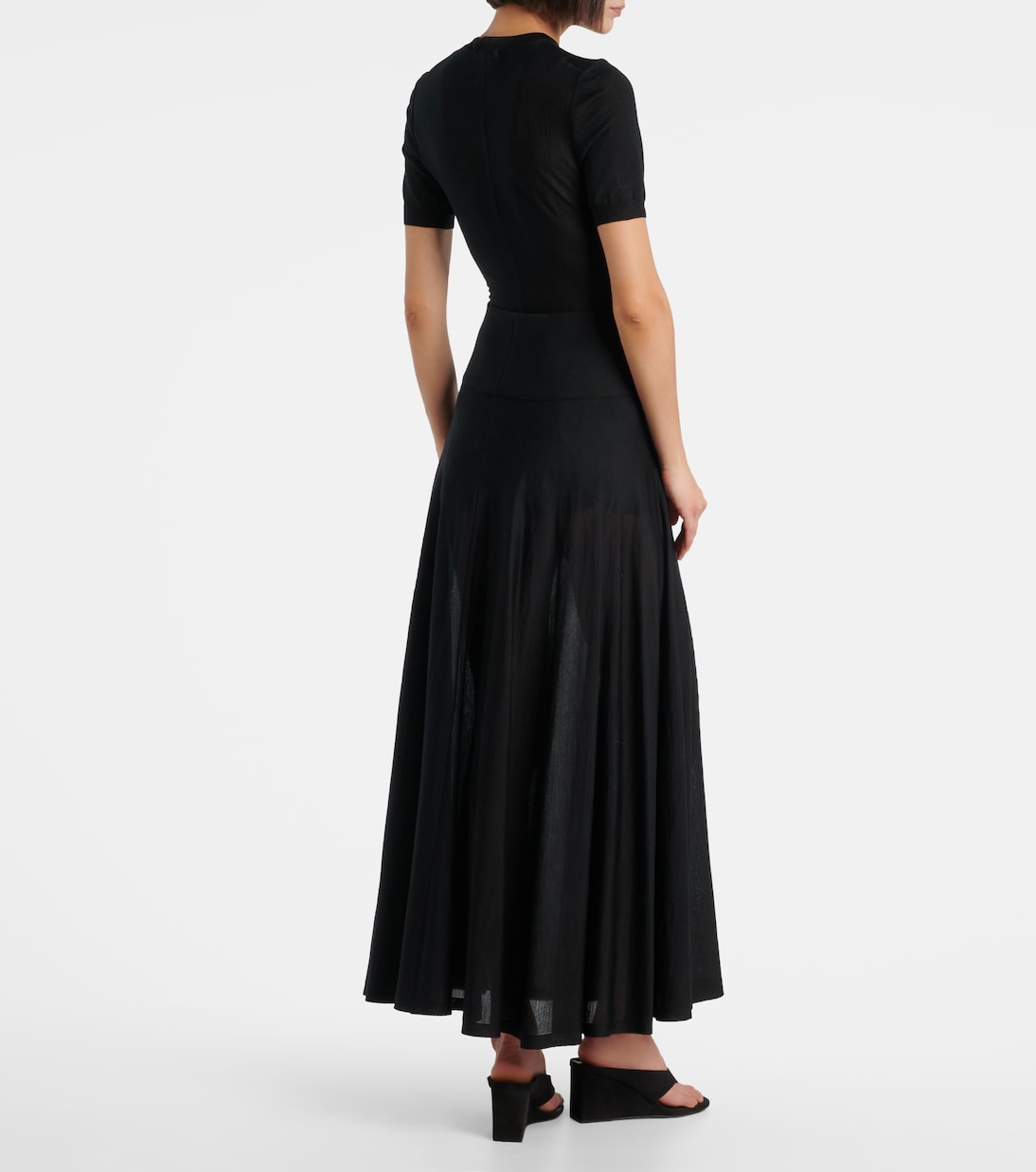 Расклешенная юбка макси из натуральной шерсти Alaïa, Noir Alaia — фото 3