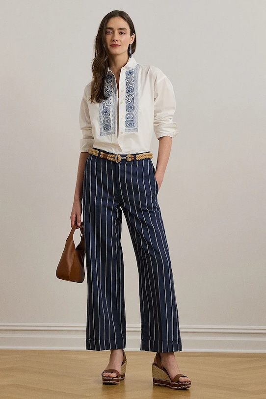 

Брюки с добавлением льна Lauren Ralph Lauren, темно-синий