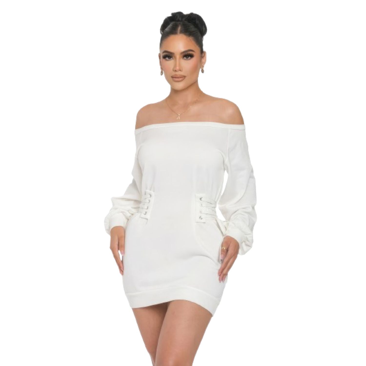 

Мини-платье с открытыми плечами FASHNZFAB, белый