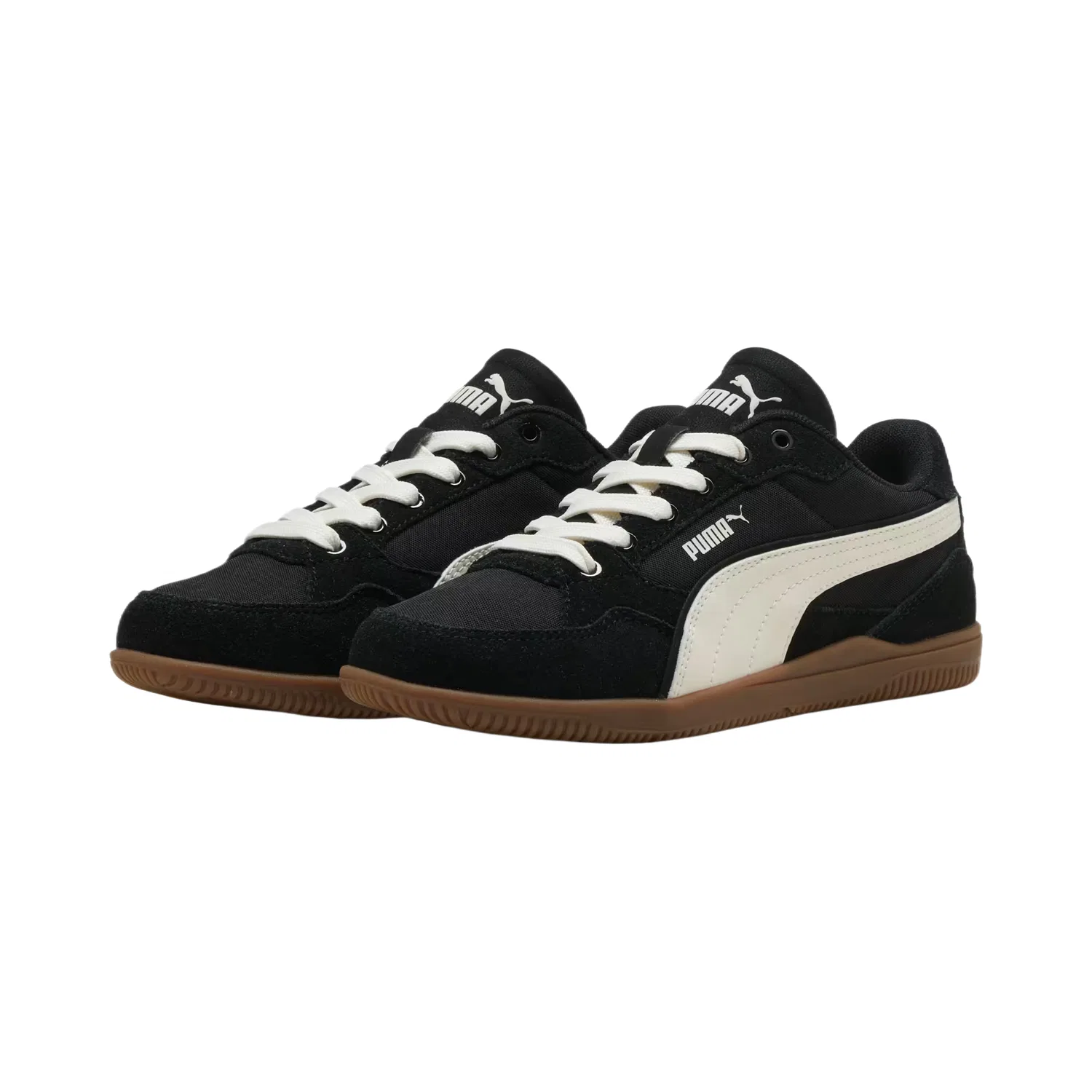 Кроссовки теннисные из кожи и сетки PUMA Black-Warm White — фото 4