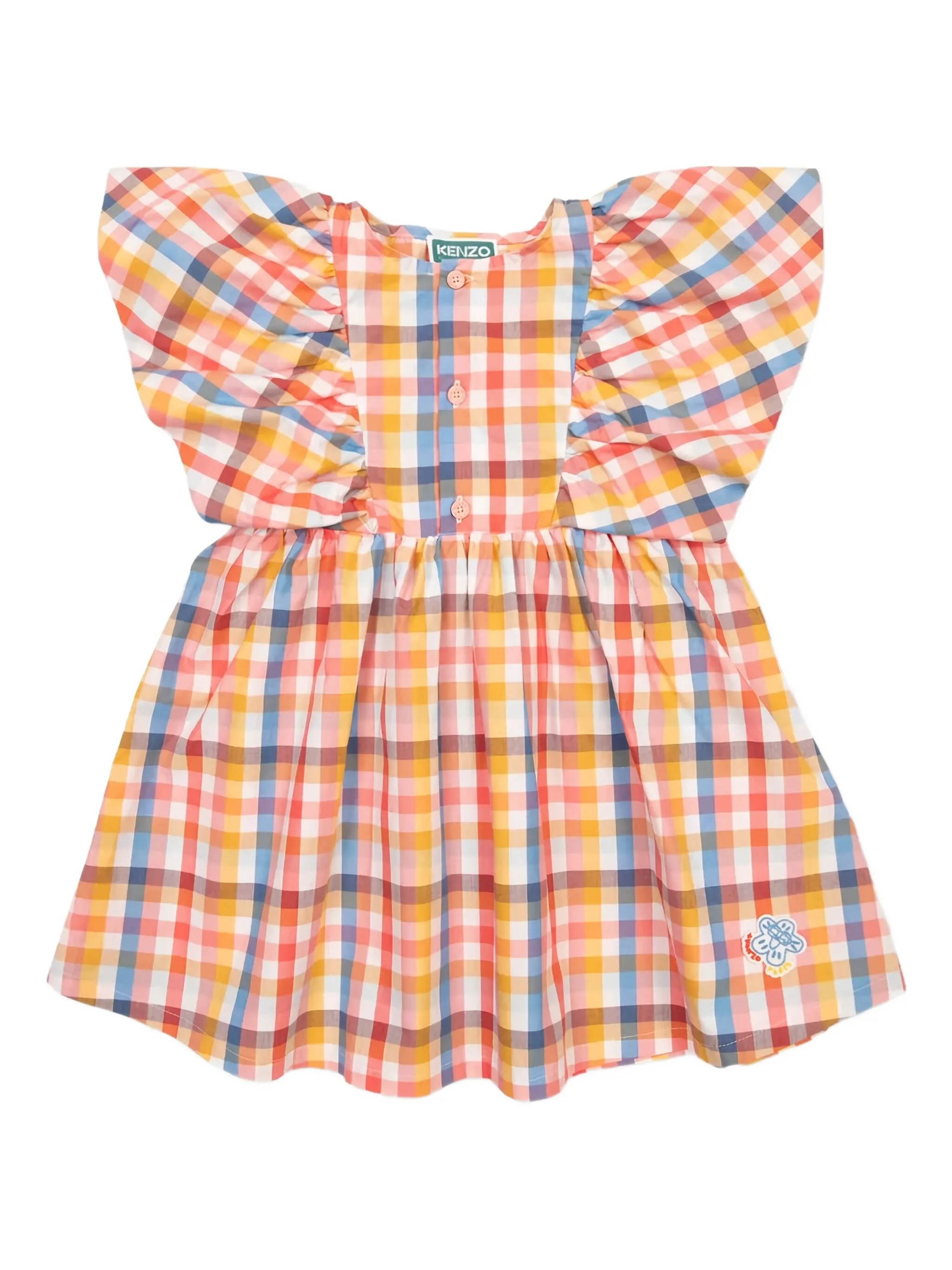 

Клетчатое платье с оборками Kenzo Kids, желтый