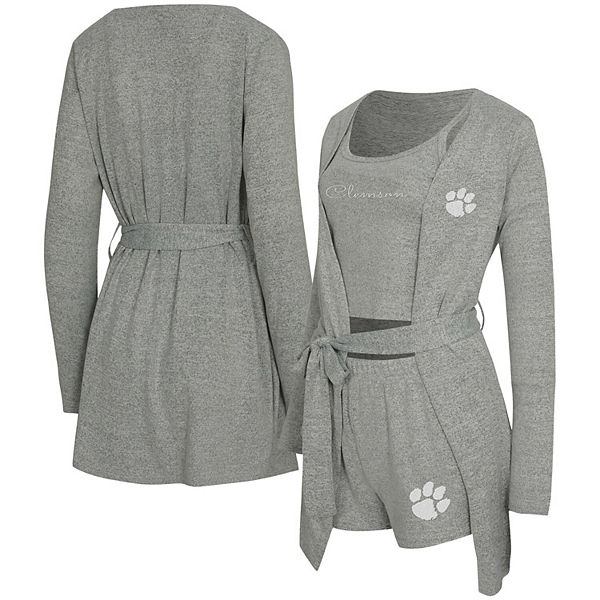 

Женский комплект из трех предметов concepts sport gray clemson tigers rigor: топ, шорты и халат Unbranded