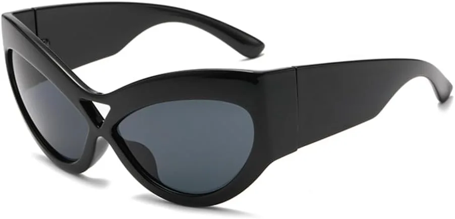 

LVTFCO Модные солнцезащитные очки в стиле ретро с крупной оправой "кошачий глаз", широкие дужки, большая оправа, защита от ультрафиолета UV400, Black Black