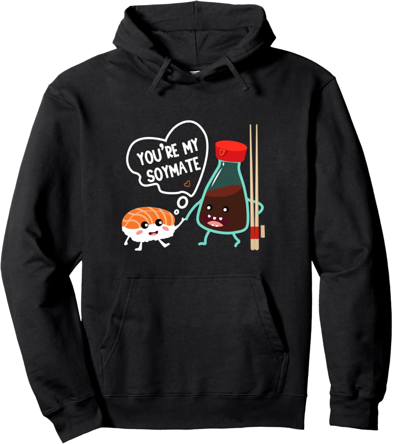 

Ты моя родственная душа (Soulmate). Худи в японском стиле с изображением пары, поедающей суши, черная You'Re My Soymate Apparel, Черный, Ты моя родственная душа (Soulmate). Худи в японском стиле с изображением пары, поедающей суши, черная You'Re My Soymat