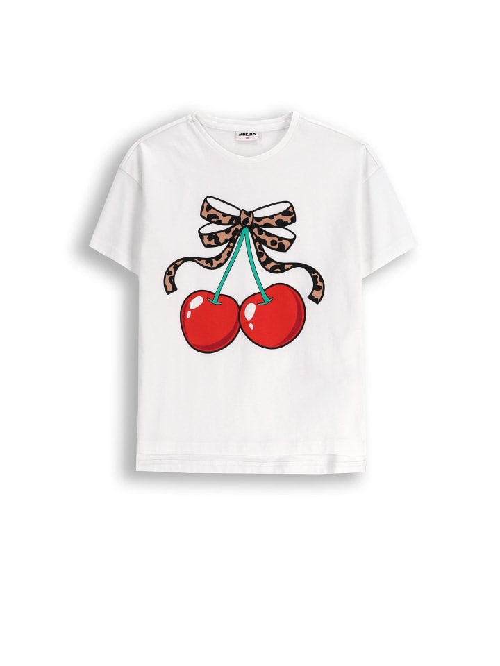 

Белая хлопковая футболка с короткими рукавами MOKIDA, Белый, Белая хлопковая футболка с короткими рукавами MOKIDA