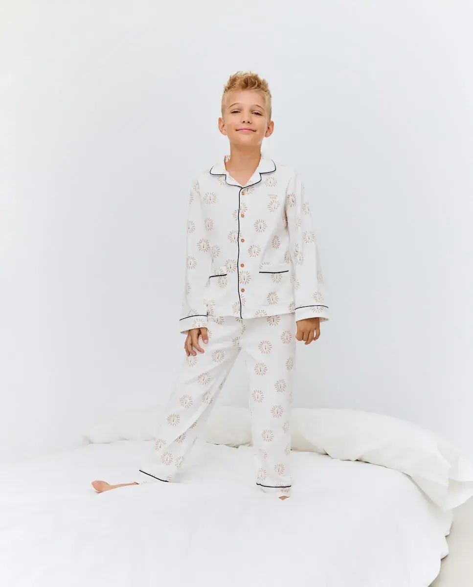 

Детская пижама длинная с пуговицами, с леопардовым принтом Cotton Juice, синий