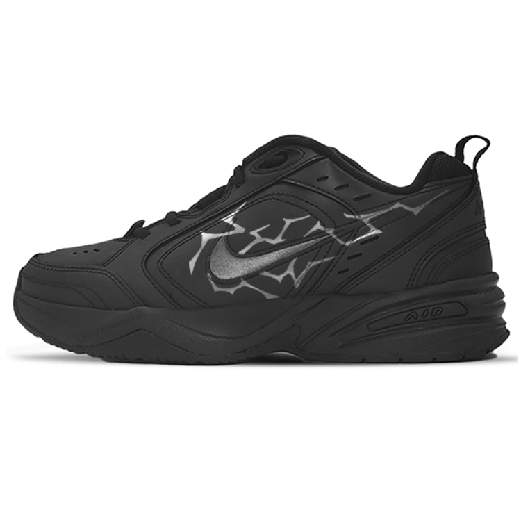 

Nike Air Monarch 4 Sparkling Silver, износостойкие, низкие, массивные кроссовки, унисекс, серебристо-черный