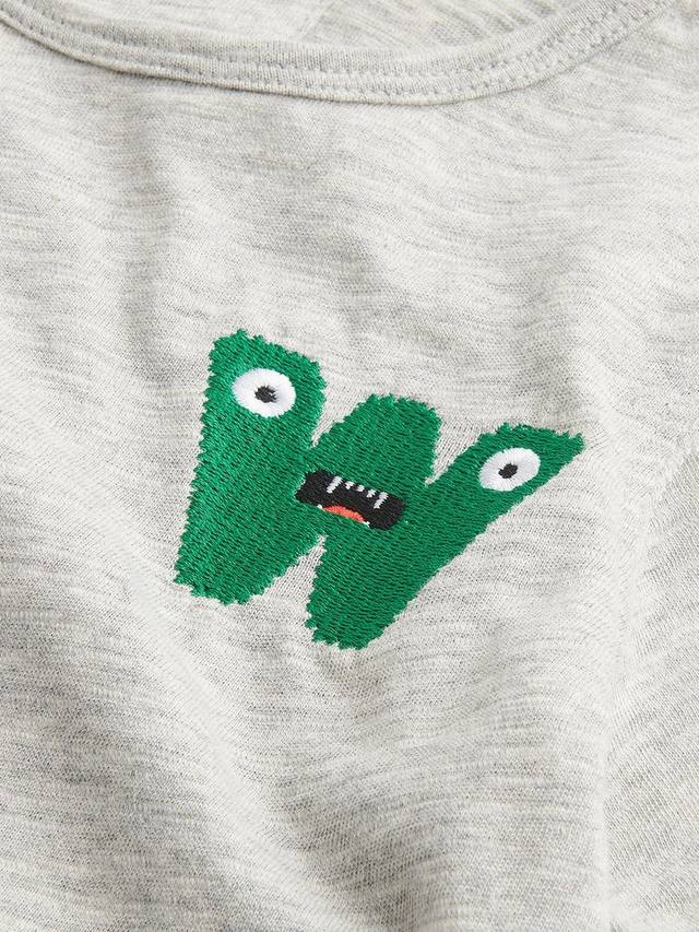 Детская футболка из органического хлопка с вышивкой Monster Whistles, Grey Marl — фото 3