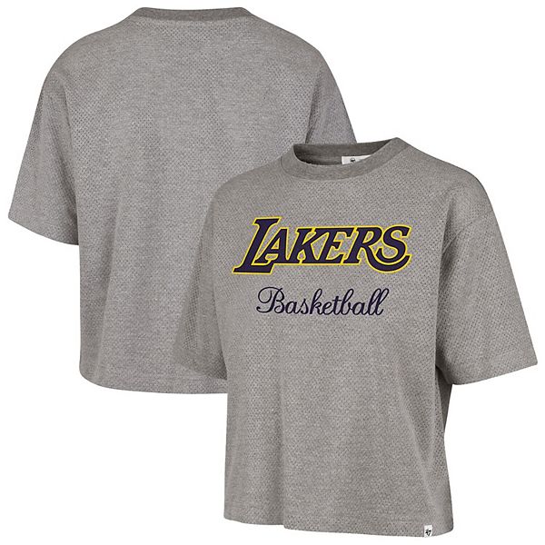 

Женская серая укороченная футболка '47 Los Angeles Lakers Pivot Drop Needle 47 Brand