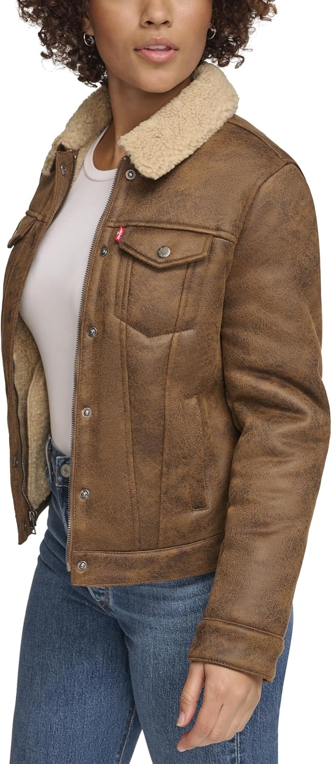 Женская классическая куртка Levi's с подкладкой из шерпы, темно-коричневый — фото 2