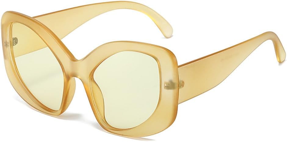 

Модные солнцезащитные очки большого размера «кошачий глаз» для женщин, защита от ультрафиолета UV400, ретро-очки для мужчин, матовые, конфетного цвета generic, Matte Yellow