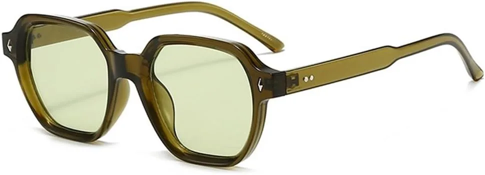 

Модные квадратные женские солнцезащитные очки конфетных цветов в стиле ретро с заклепками и леопардовым принтом, солнцезащитные очки UV400 SKFGNX, Olive Green Green