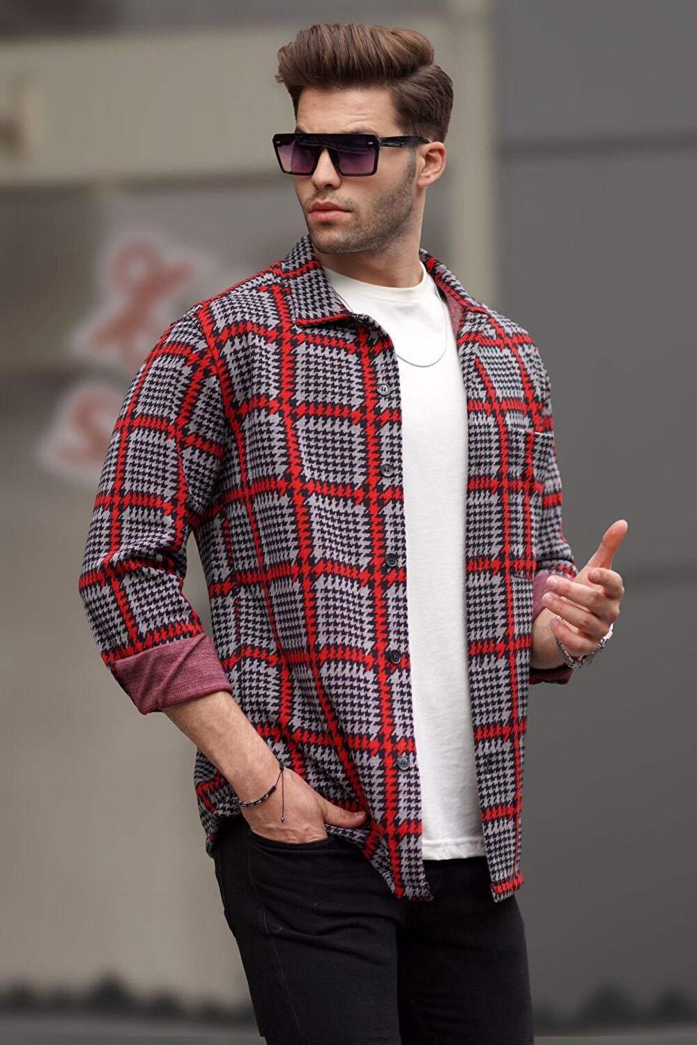 

Рубашка мужская красная в клетку Lumberjack 6715 MADMEXT