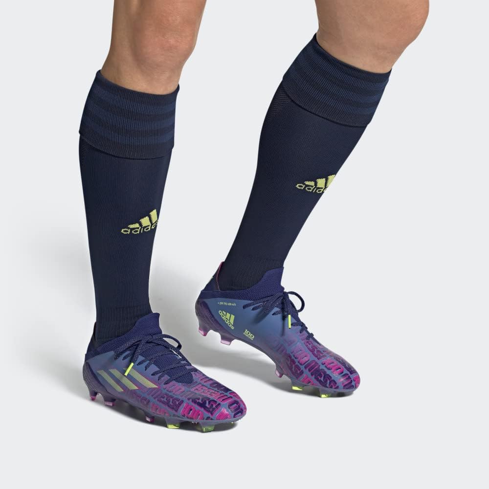Футбольные бутсы Adidas X Speedflow.1 для мягкого грунта - унисекс, синий/розовый/желтый — фото 3
