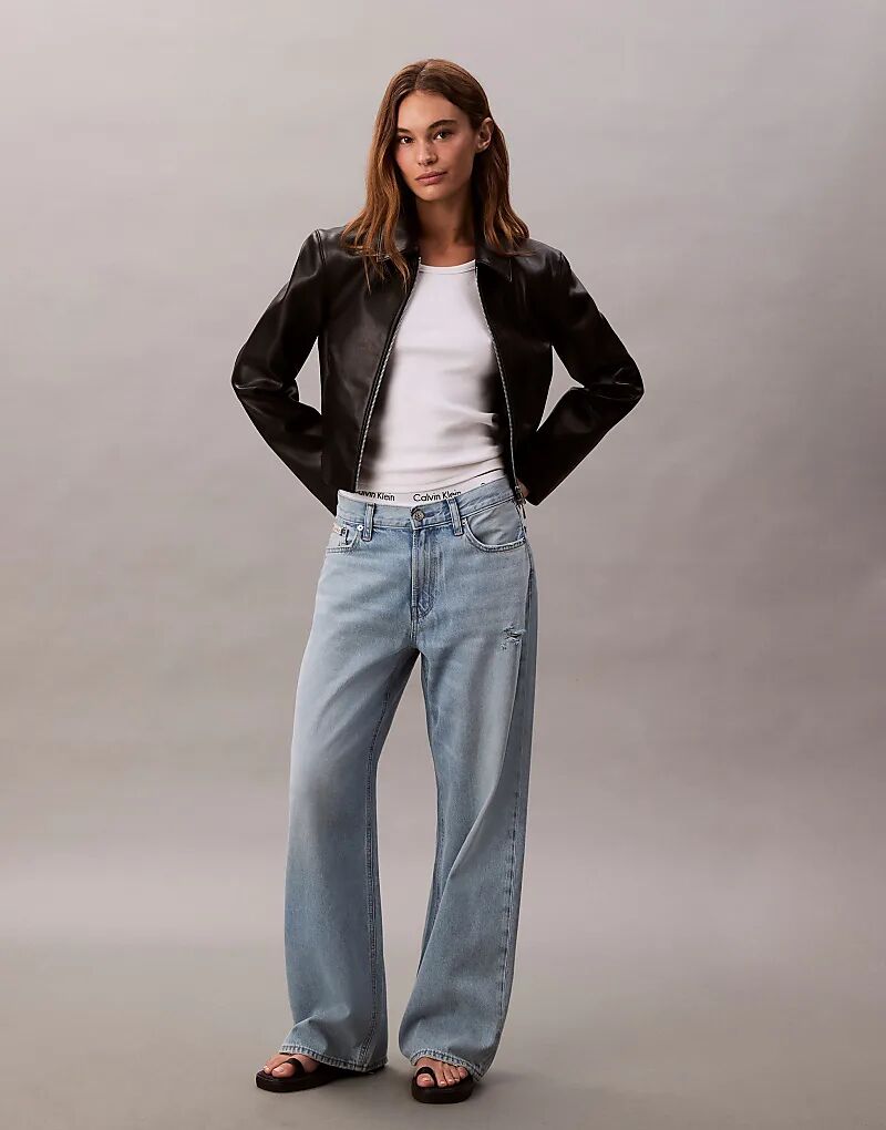 

Джинсы Calvin Klein Jeans с низкой посадкой и потертостями, выбеленные на солнце