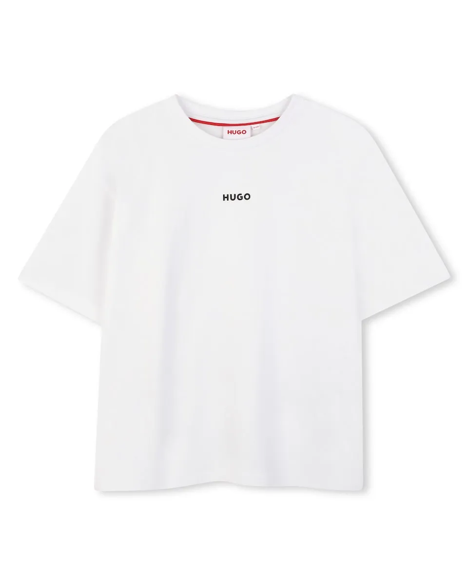 

Детская хлопковая футболка Hugo, белый