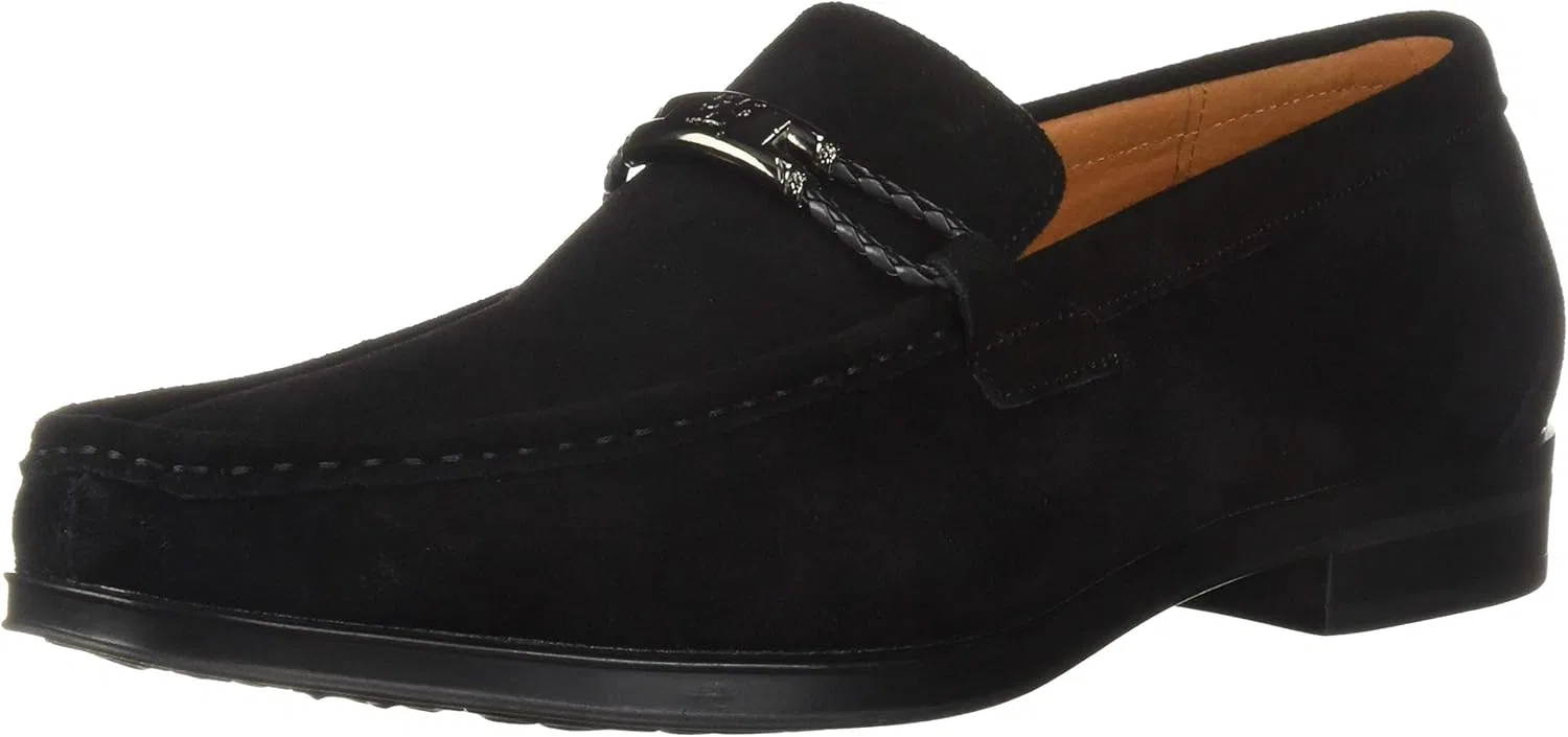 Мужские лоферы Stacy Adams Neville Moc-Toe Slip-On Penny Loafer, Black (Black Suede Look)