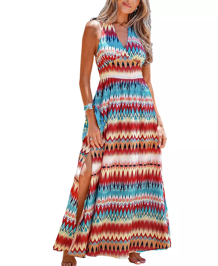 

Женское пляжное платье макси Color Me Happy Chevron Cupshe, оранжевый