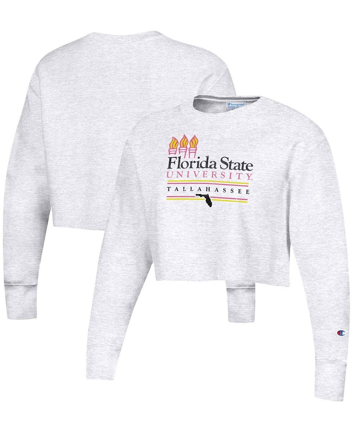 

Женский укороченный пуловер с обратным плетением серого цвета Florida State Seminoles Beach Club, укороченный пуловер Champion, Серый, Женский укороченный пуловер с обратным плетением серого цвета Florida State Seminoles Beach Club, укороченный пуловер Ch