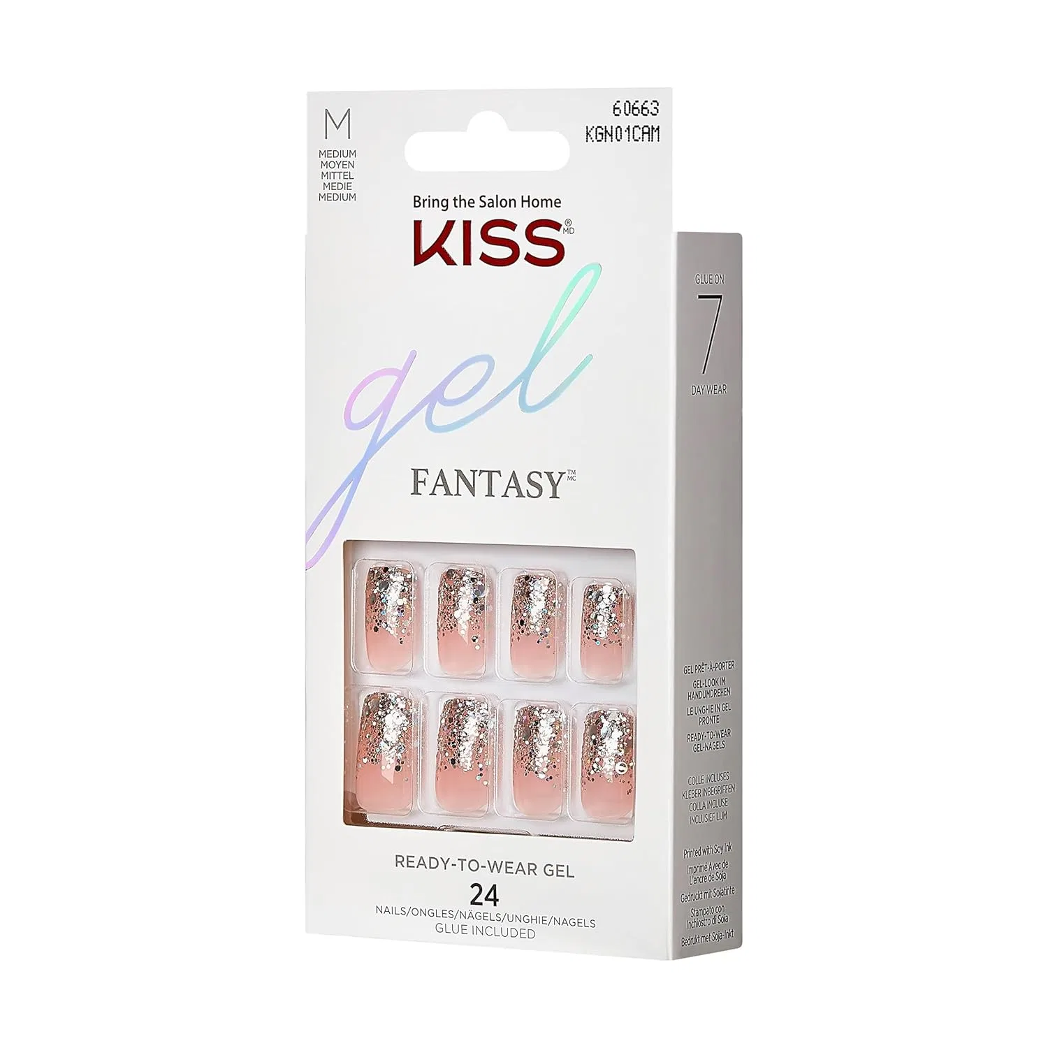 Накладные ногти Kiss Gel Fantasy Nails Fanciful, 24 шт. Kiss, Nude Glitter — фото 3
