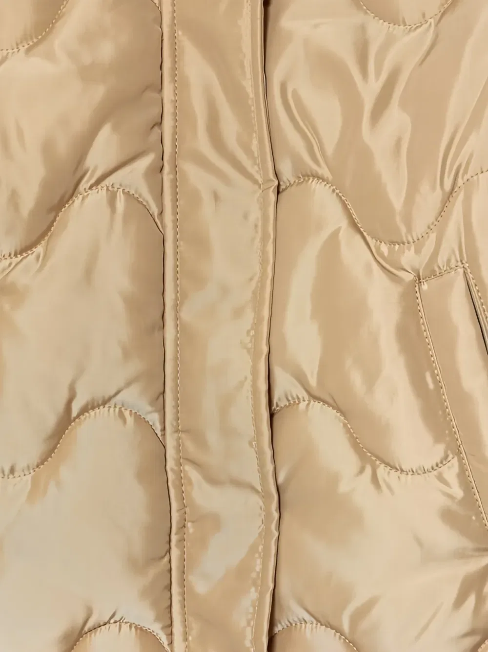 Стеганое пальто с капюшоном Benetton, золото — фото 3
