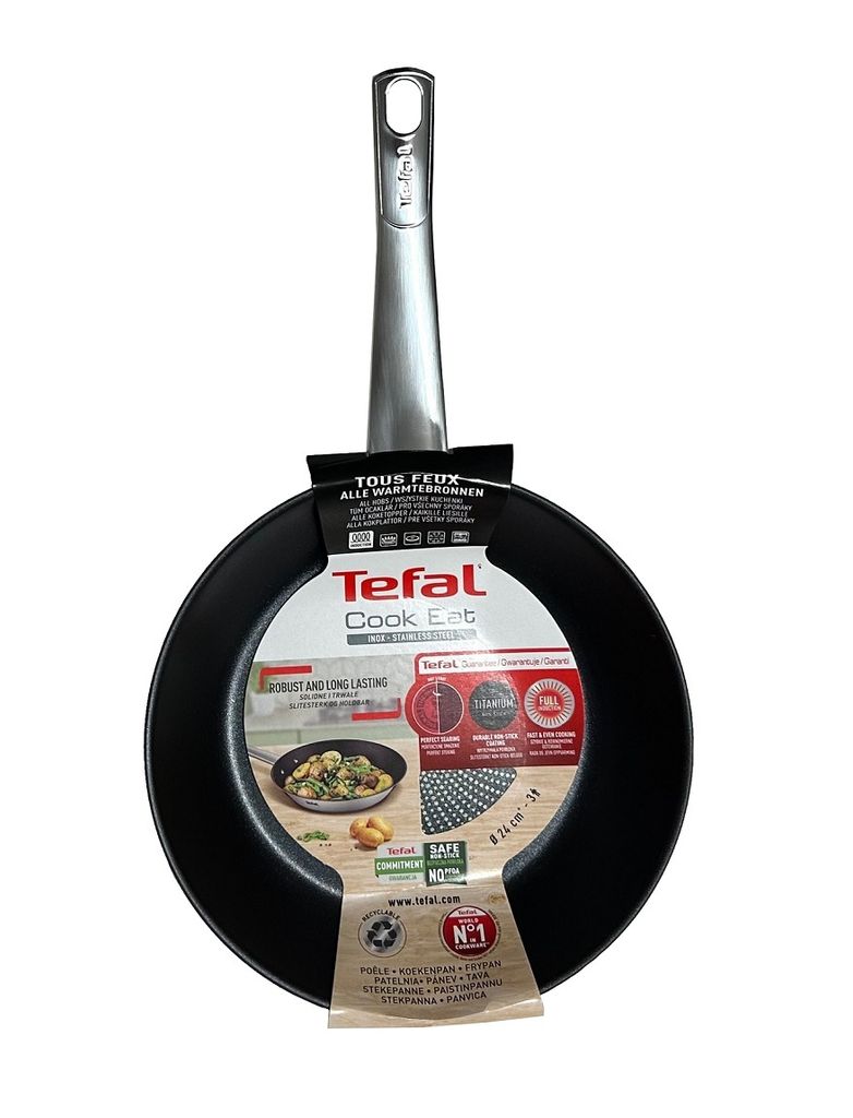 

Tefal B9220404 Сковорода COOK EAT 24 см, подходит для индукционной плиты, нержавеющая сталь