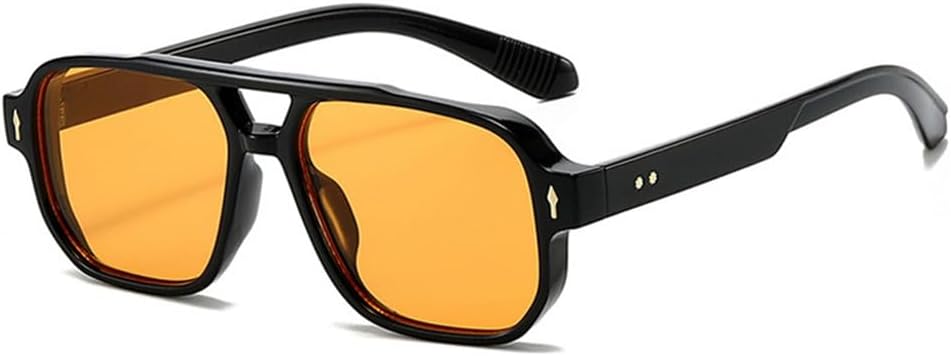 

Солнцезащитные очки UV400 с увеличенным оправой и заклепками, конфетного цвета, для женщин и мужчин, для бега и занятий спортом на открытом воздухе UYPTK, Black-orangeyellow