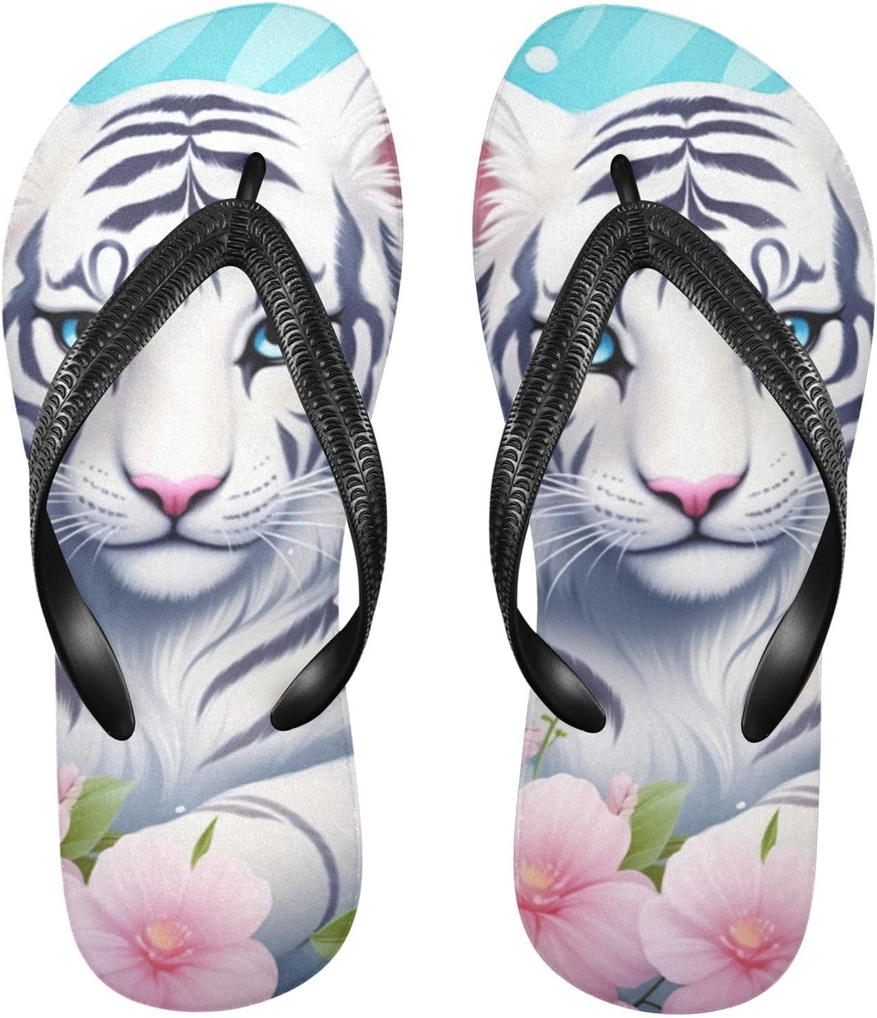 

Женские и мужские пляжные шлепанцы White Tiger Flower для лета, повседневные сандалии для душа