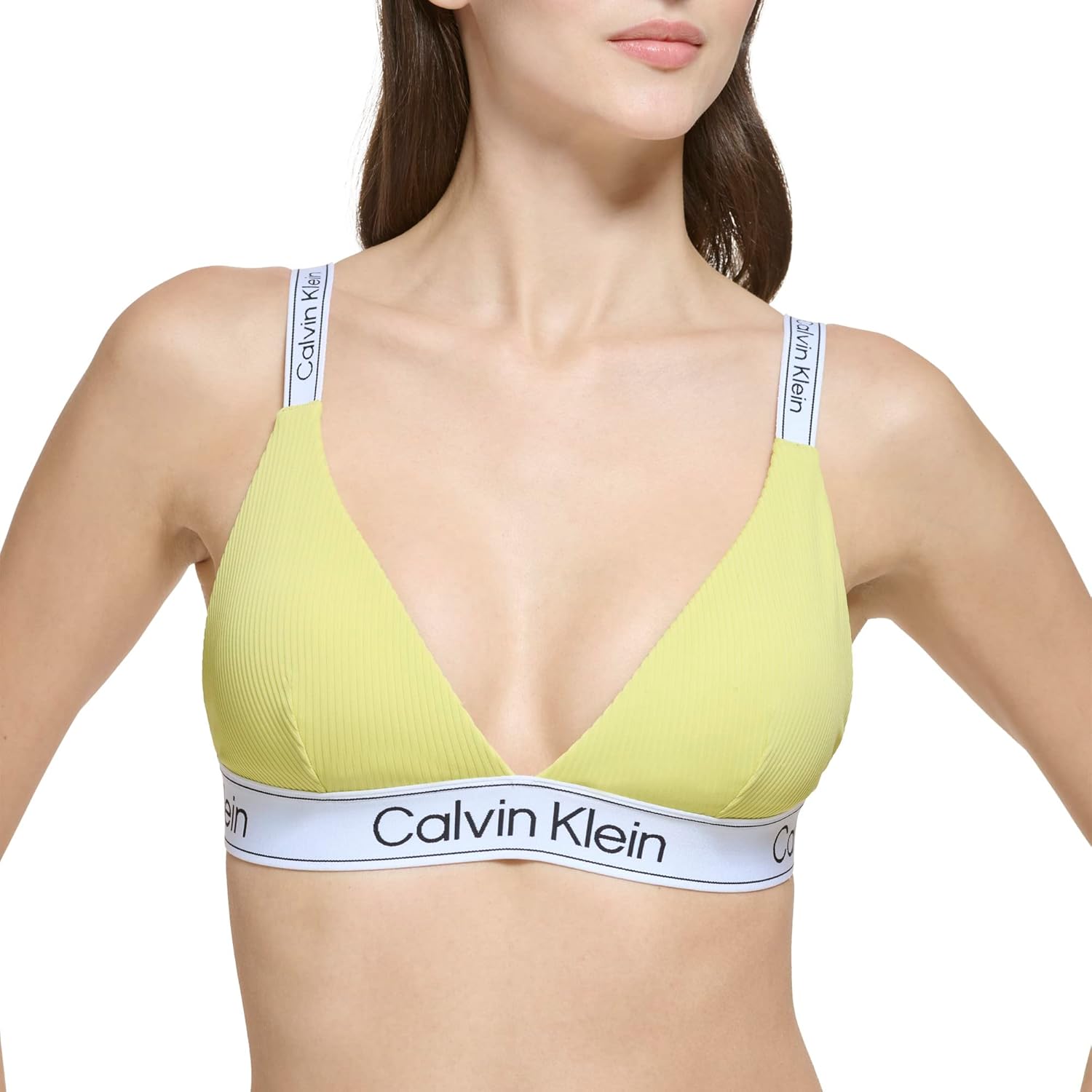 Женский комплект бикини Calvin Klein с заниженной талией, эластичными треугольными чашечками и логотипом, Pear Silky Rib — фото 4