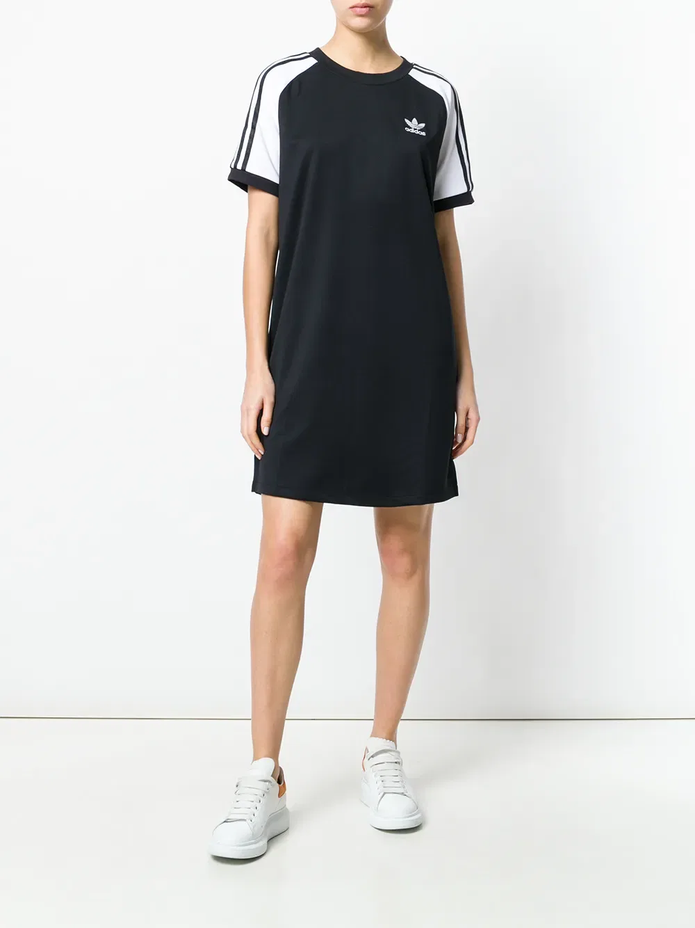 Платье-реглан Adidas Originals adicolour с тремя полосками, черный — фото 2