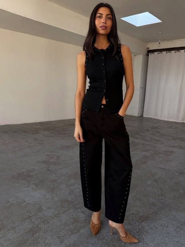 

Хлопковый рифленый топ Never Fully Dressed Never Fully Dressed, Black