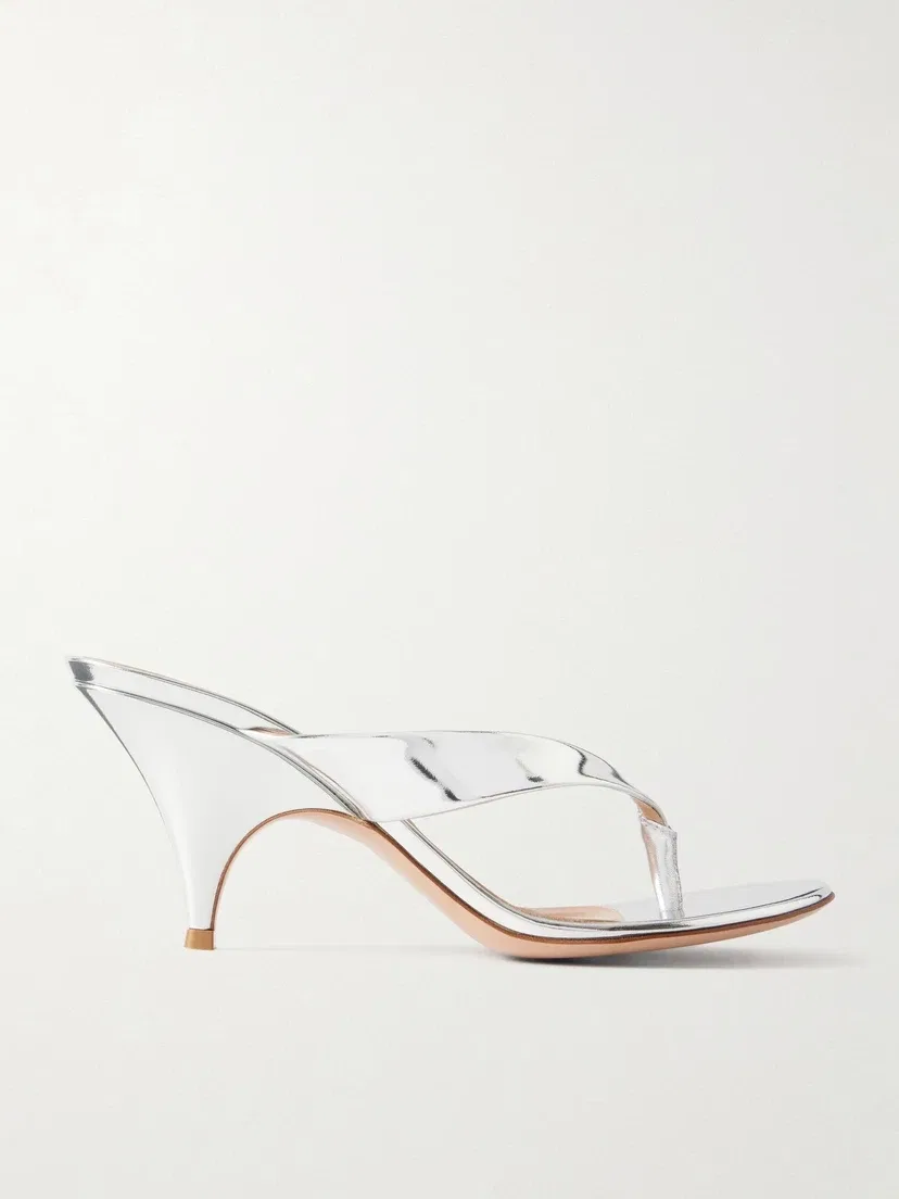 Мюли Sofia 70 из металлизированной кожи Gianvito Rossi, серебряный