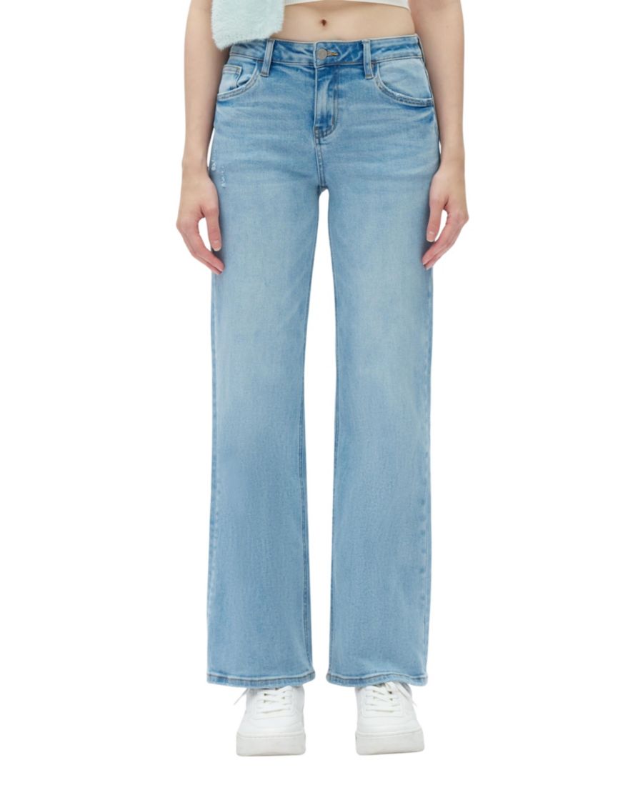 

Женские джинсы средней посадки с широкими штанинами и эффектом потертости BAYEAS, Fresh blue