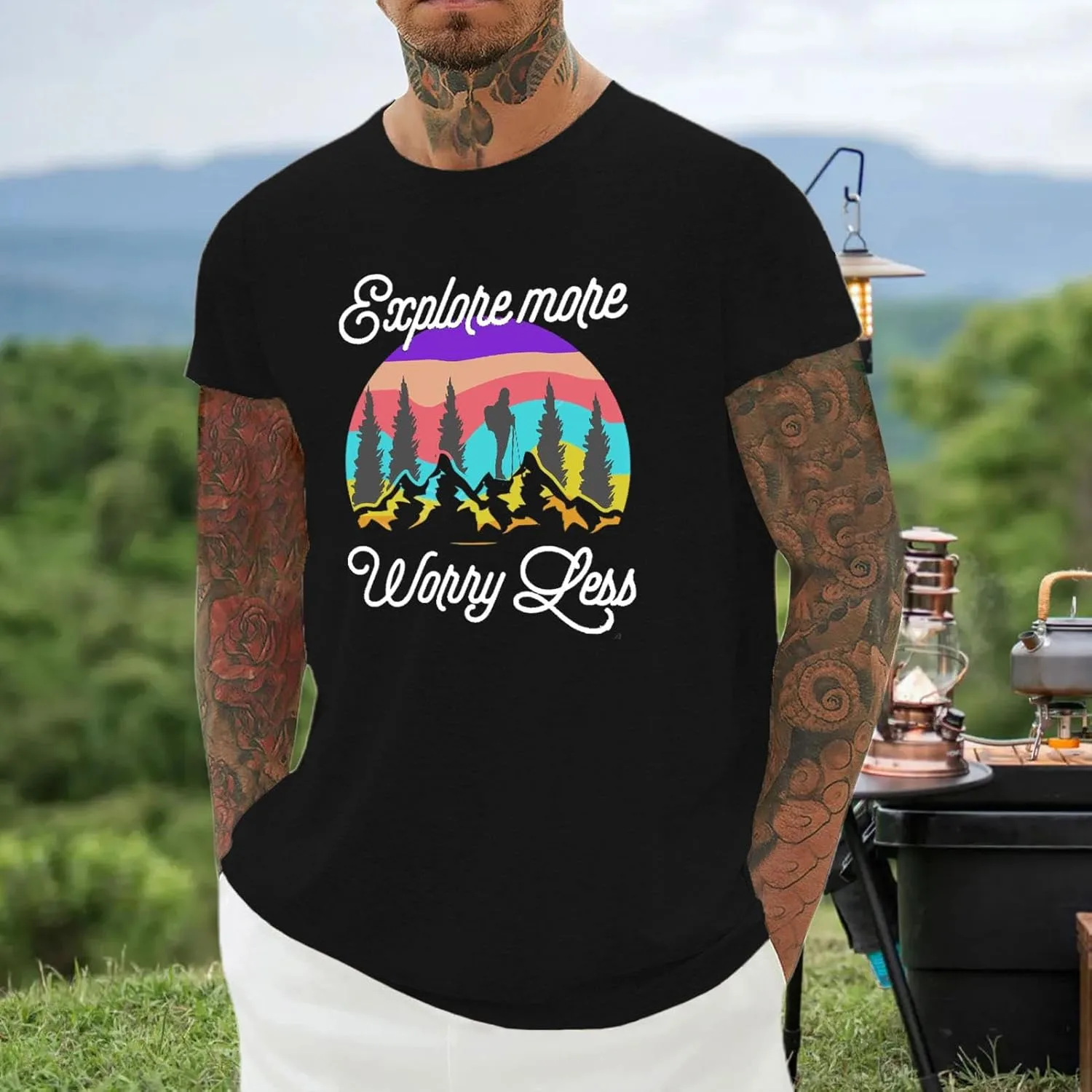 Футболка с принтом для мужчин | Rock Climbing Print, Crewneck — фото 2