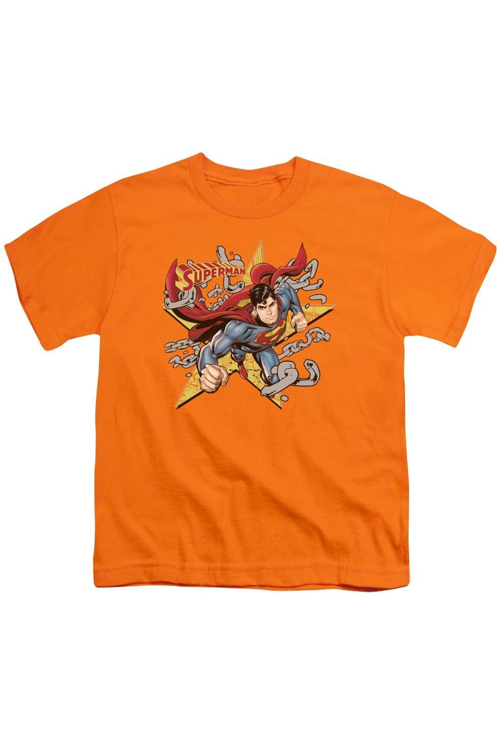 

Футболка молодежная с коротким рукавом Супермен звезды и цепи Gildan, оранжевый