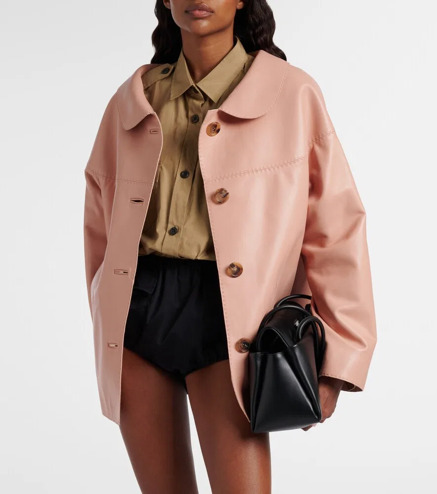 Кожаная куртка Prada, розовый — фото 2
