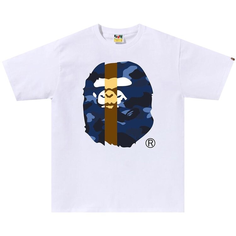 

Футболка BAPE Color Camo Transform Big Ape Head Tee, цвет White/Navy