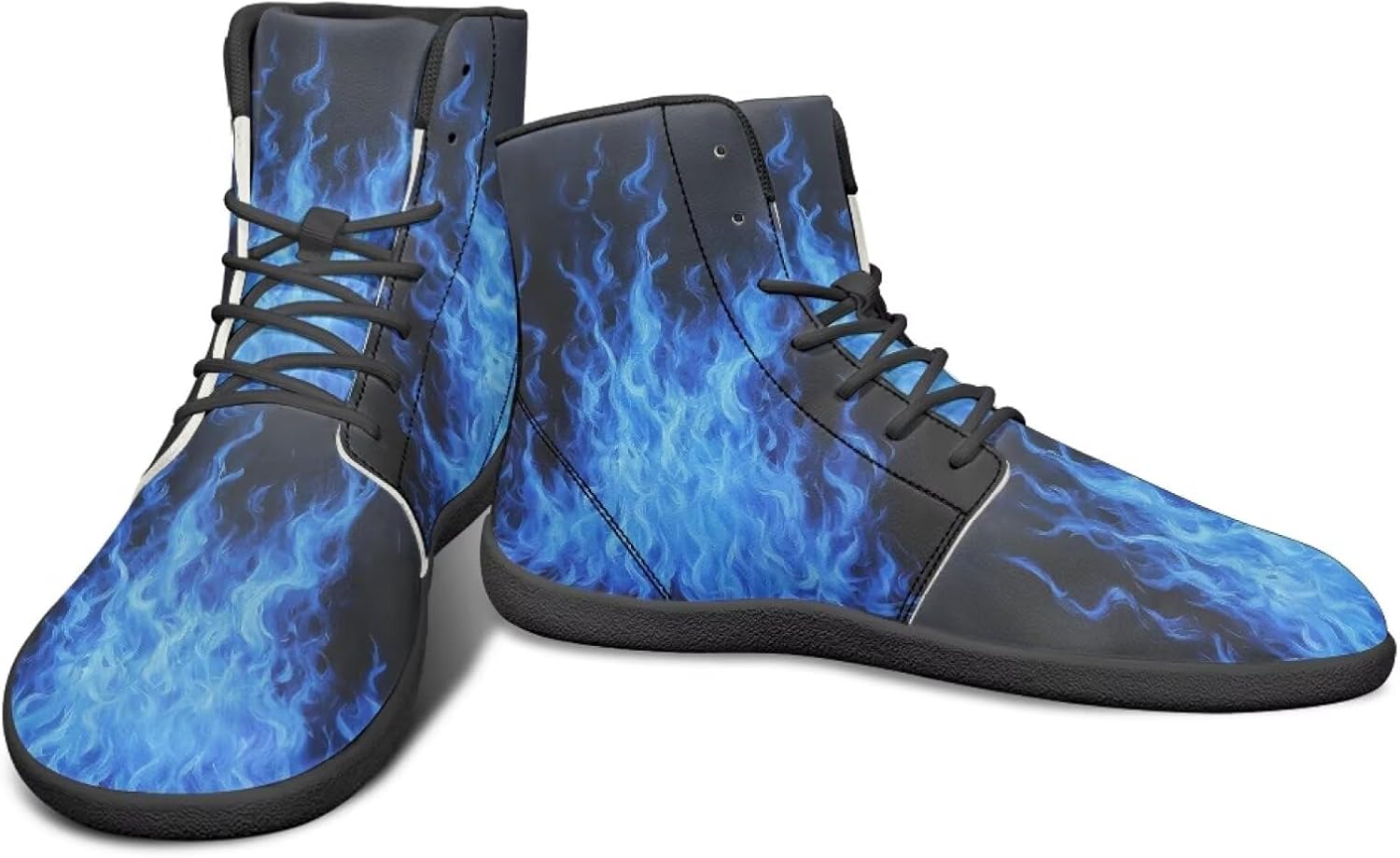 

Высокие кроссовки с узором молнии и огня, босоножки с нулевым перепадом, кожаные кроссовки для бега, заземляющие обувь для мужчин Watdotory, ярко-синий