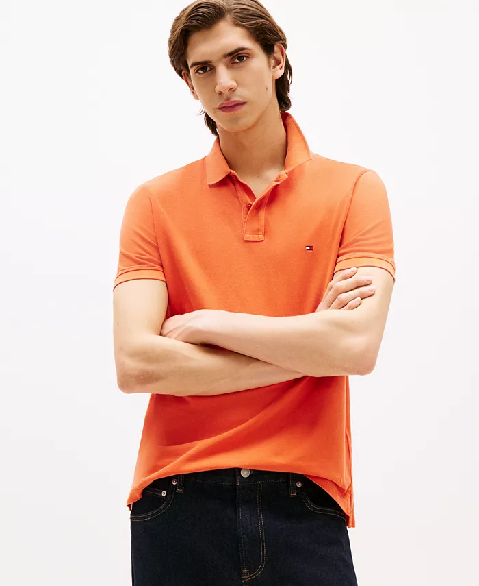 

Мужская поло с коротким рукавом, окрашенная в готовом виде Tommy Hilfiger, оранжевый