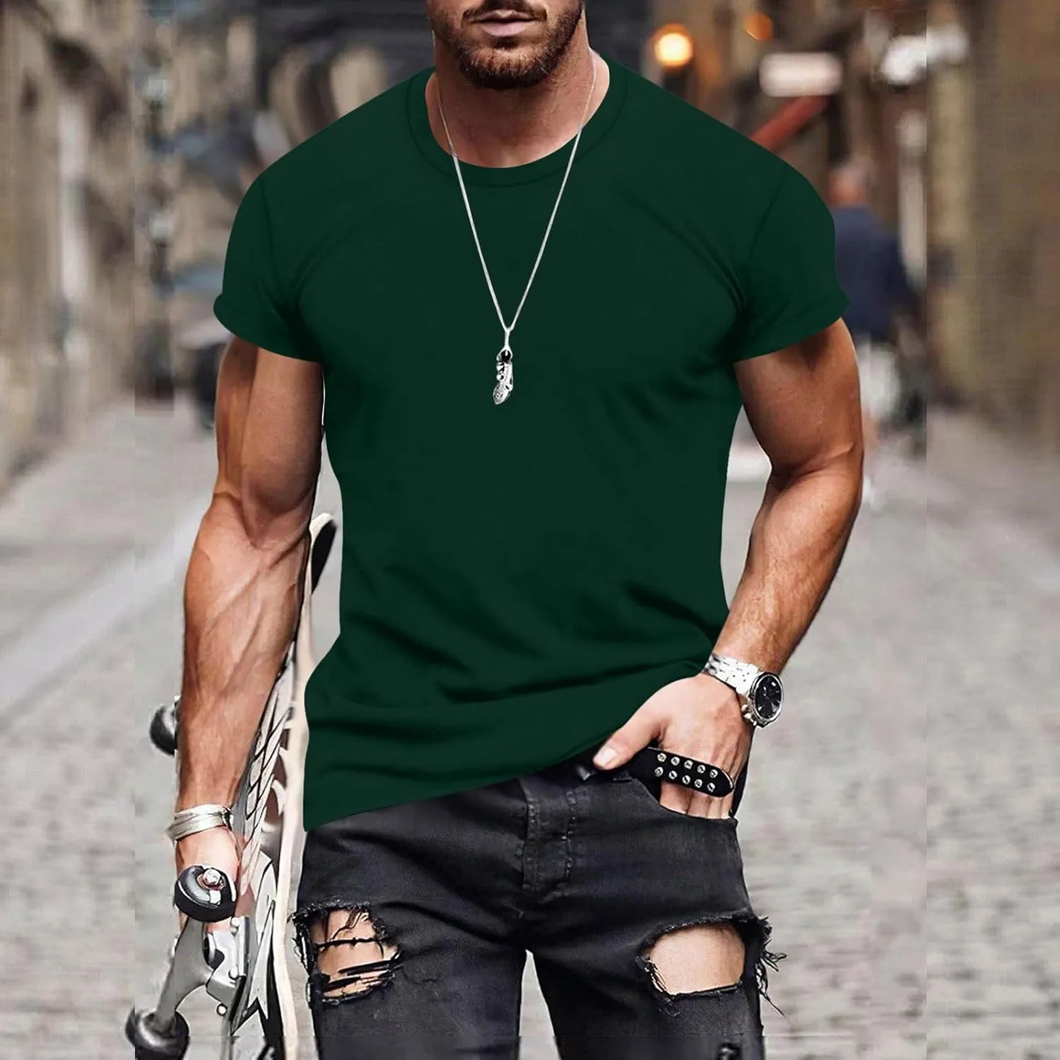 Футболка мужская Basic Tee, Crewneck, короткий рукав, Regular Fit — фото 2