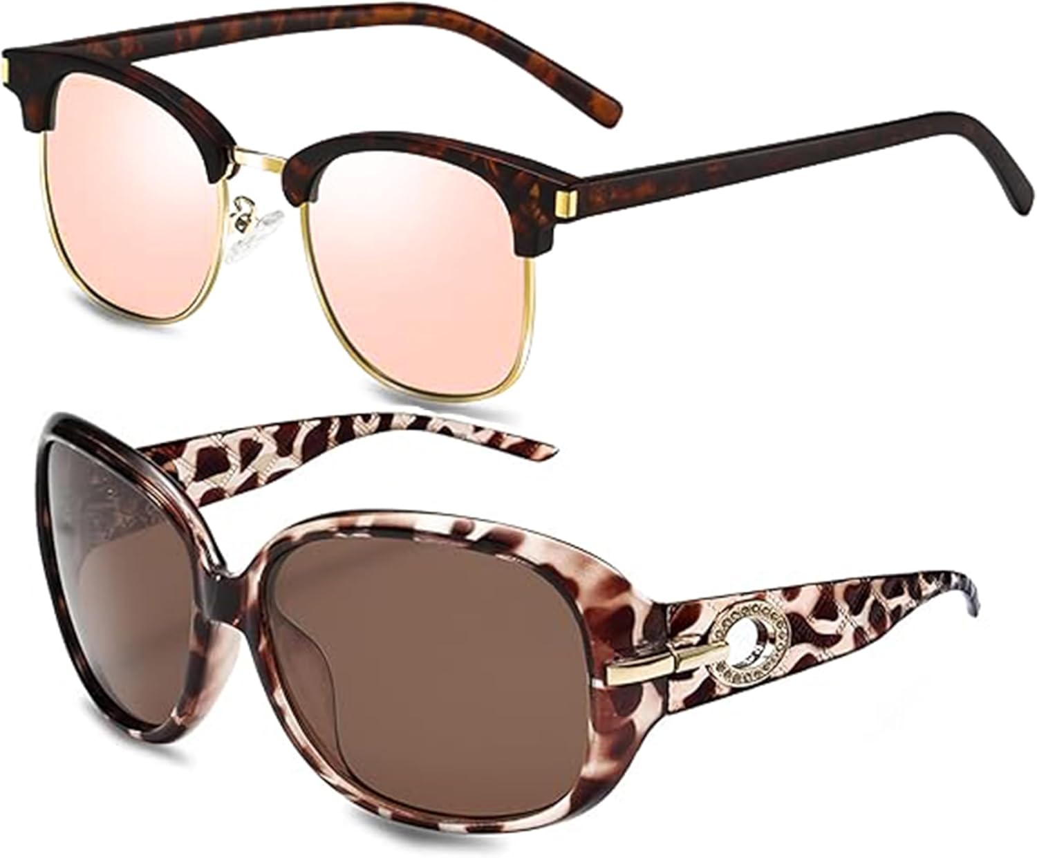 

Солнцезащитные очки Joopin женские, леопардовый принт, бабочки, розовые полуободковые линзы, поляризация, защита от УФ, для повседневного вождения, цвет: розовый/зеркальный розовый