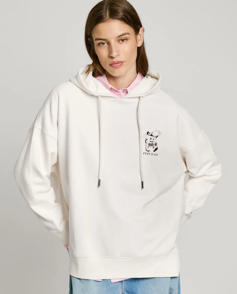 

Женская толстовка с регулируемым капюшоном на шнурке Pepe Jeans, белый