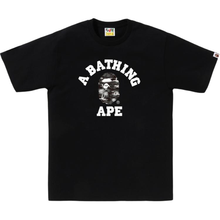 Футболка Bape с камуфляжем пальмовых листьев College Tee A BATHING APE, белый — фото 4